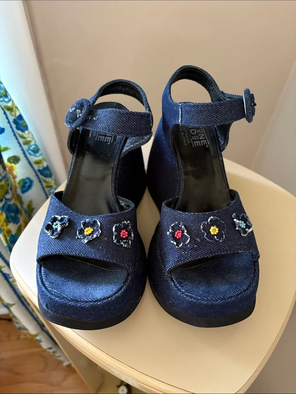 y2k Stone Ridge denim platform sandals